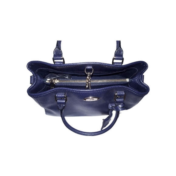 COACH Margot Dark Navy Blue Crossgrain Leather Carryall Satchel Bag EUC F34607 - Picture 5 of 14